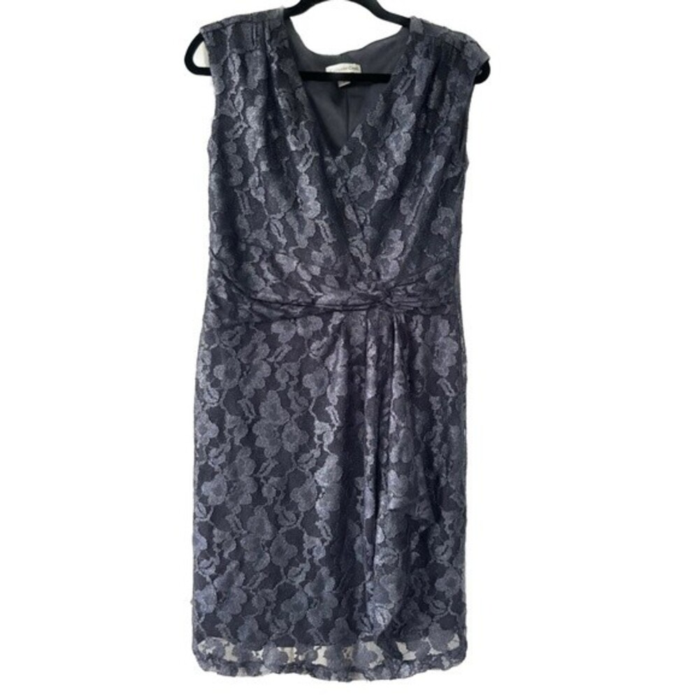 Coldwater Creek Sparkle Lace Side Twist Faux Wrap Midi Glamour Cocktail Dress 12